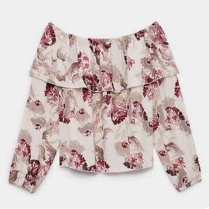 Aritzia Wilfred Morel Floral Off Shoulder Blouse Size XXS
